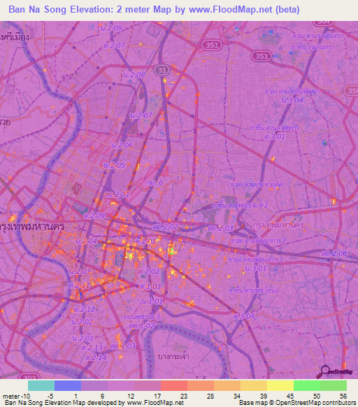 Ban Na Song,Thailand Elevation Map