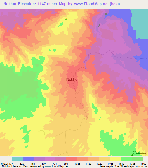 Nokhur,Turkmenistan Elevation Map