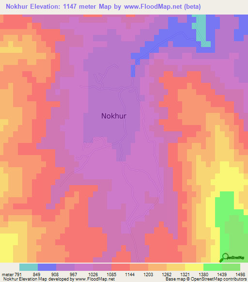 Nokhur,Turkmenistan Elevation Map