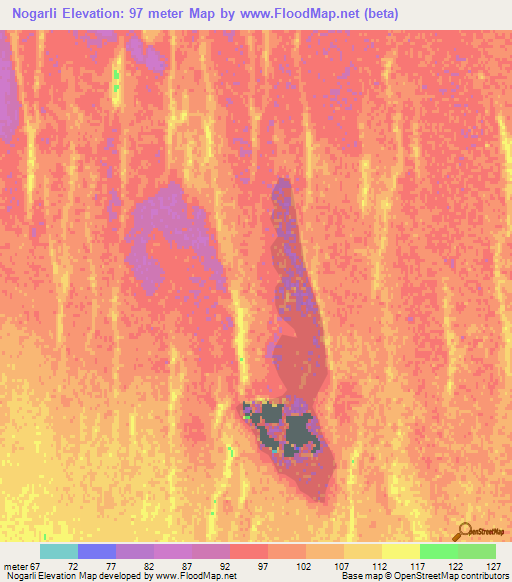 Nogarli,Turkmenistan Elevation Map