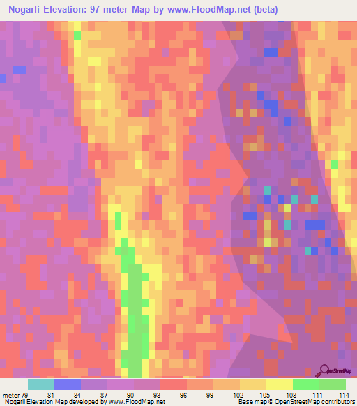 Nogarli,Turkmenistan Elevation Map