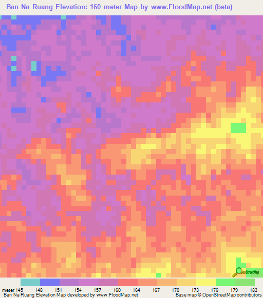 Ban Na Ruang,Thailand Elevation Map