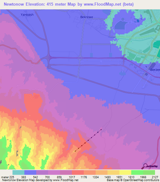 Newtonow,Turkmenistan Elevation Map