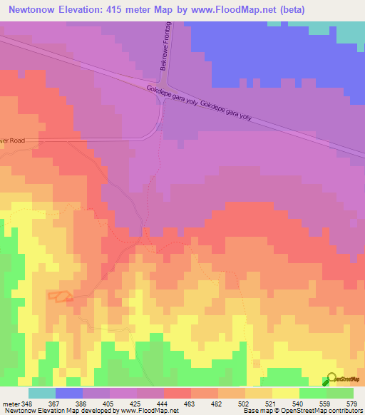 Newtonow,Turkmenistan Elevation Map