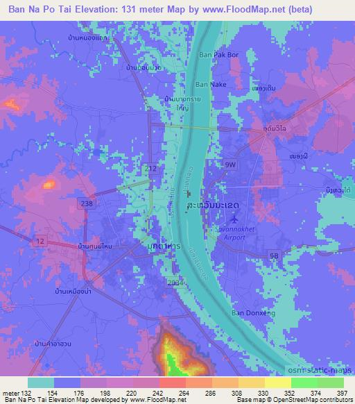 Ban Na Po Tai,Thailand Elevation Map