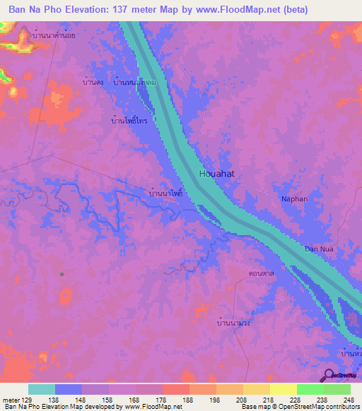 Ban Na Pho,Thailand Elevation Map
