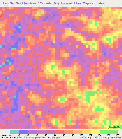 Ban Na Pho,Thailand Elevation Map