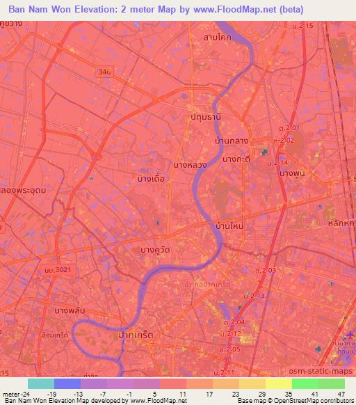 Ban Nam Won,Thailand Elevation Map
