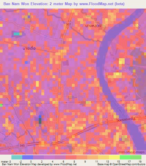 Ban Nam Won,Thailand Elevation Map