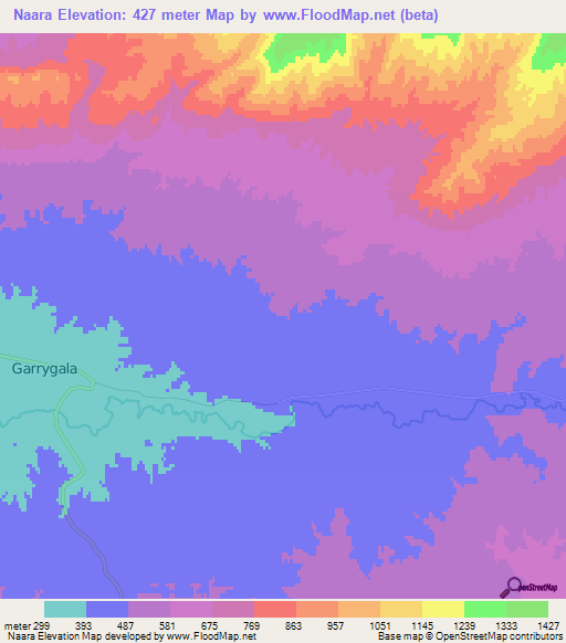 Naara,Turkmenistan Elevation Map