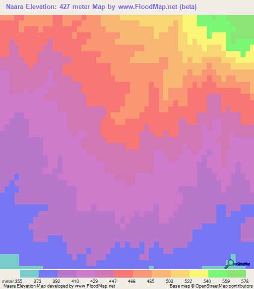 Naara,Turkmenistan Elevation Map