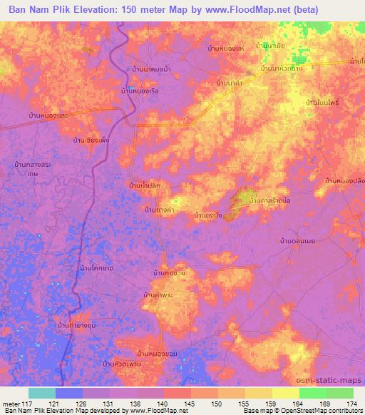 Ban Nam Plik,Thailand Elevation Map