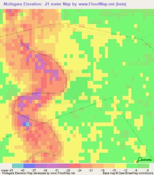 Mollagara,Turkmenistan Elevation Map