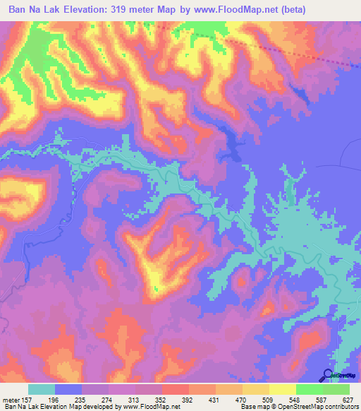 Ban Na Lak,Thailand Elevation Map