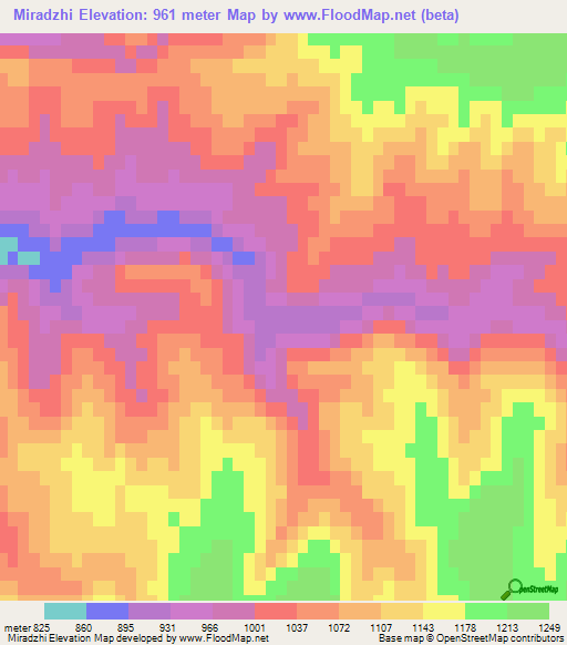 Miradzhi,Turkmenistan Elevation Map