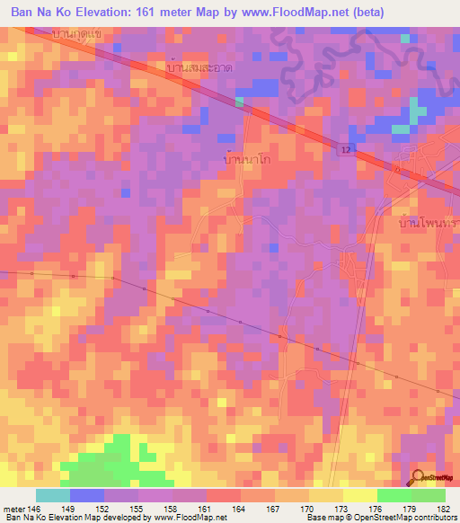 Ban Na Ko,Thailand Elevation Map