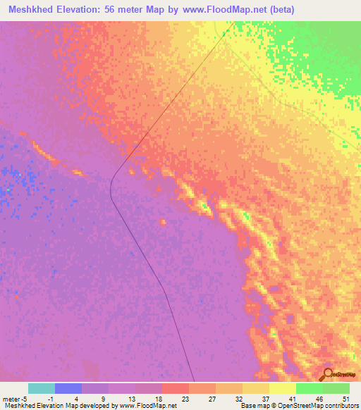 Meshkhed,Turkmenistan Elevation Map