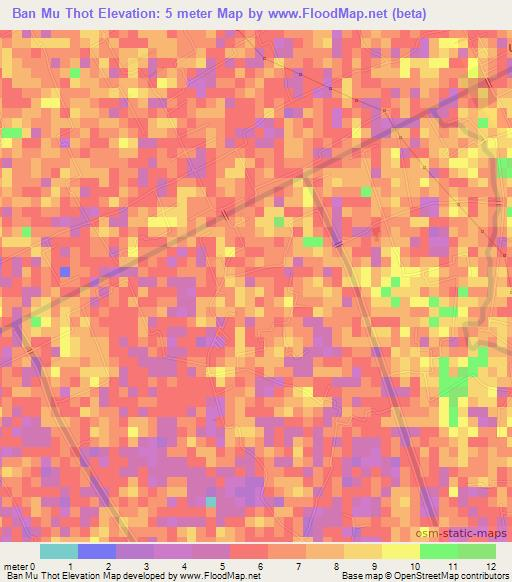 Ban Mu Thot,Thailand Elevation Map