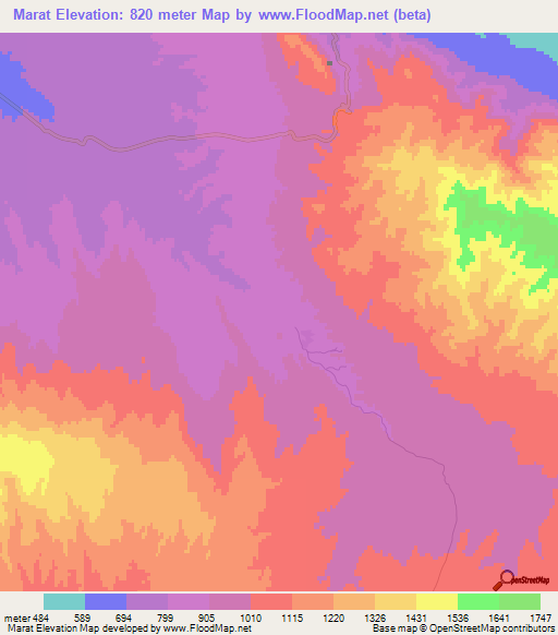 Marat,Turkmenistan Elevation Map