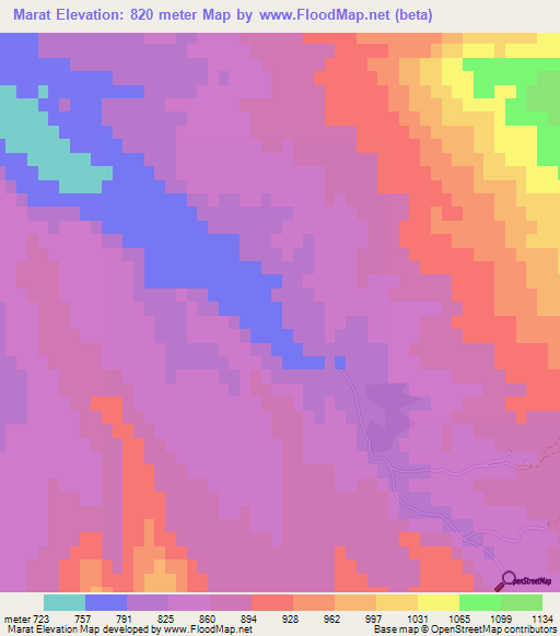 Marat,Turkmenistan Elevation Map