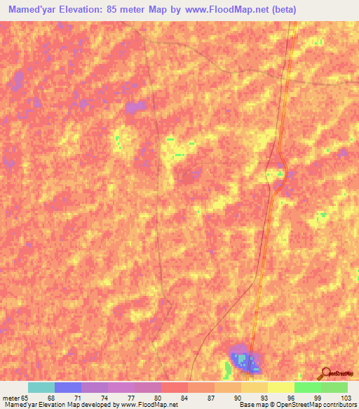 Mamed'yar,Turkmenistan Elevation Map