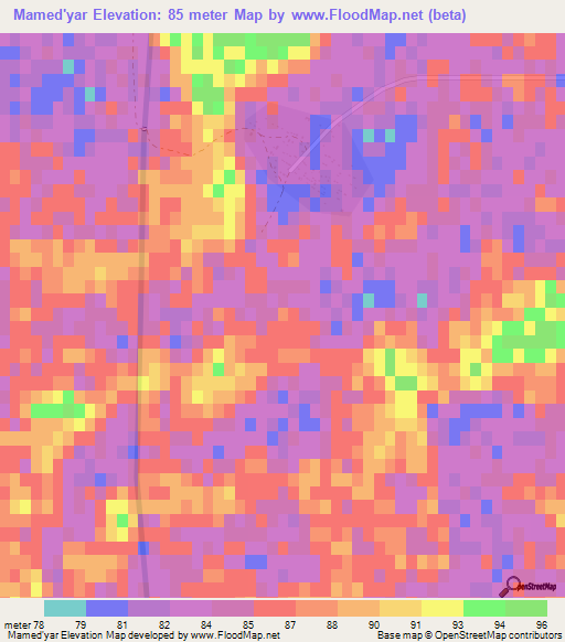 Mamed'yar,Turkmenistan Elevation Map