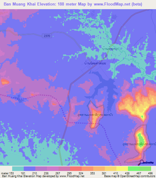 Ban Muang Khai,Thailand Elevation Map