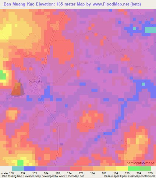 Ban Muang Kao,Thailand Elevation Map