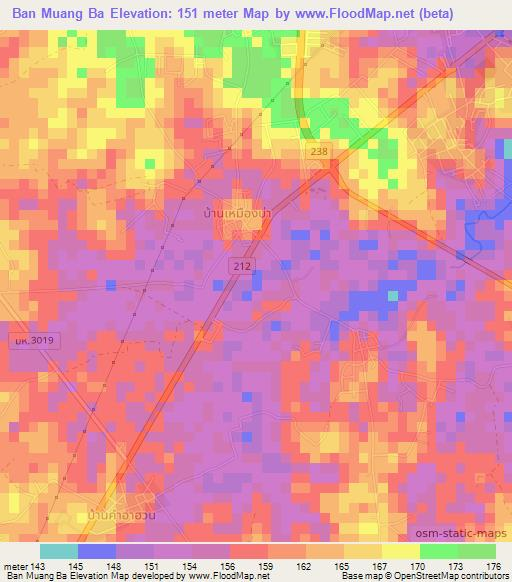 Ban Muang Ba,Thailand Elevation Map