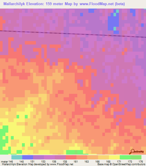 Mallarchilyk,Turkmenistan Elevation Map