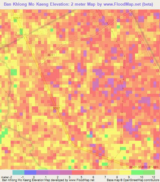 Ban Khlong Mo Kaeng,Thailand Elevation Map