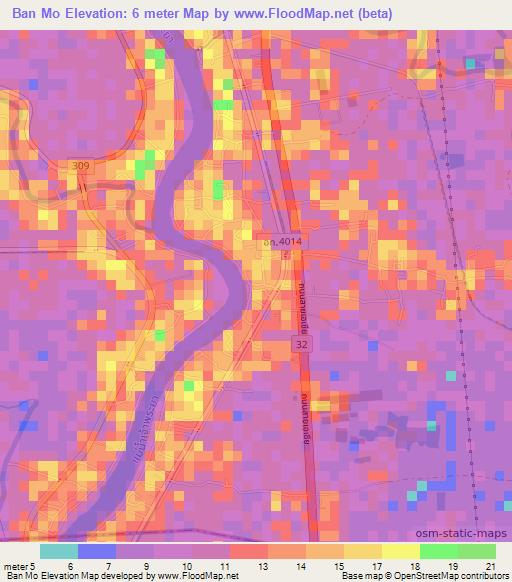 Ban Mo,Thailand Elevation Map