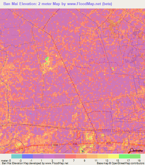 Ban Mai,Thailand Elevation Map