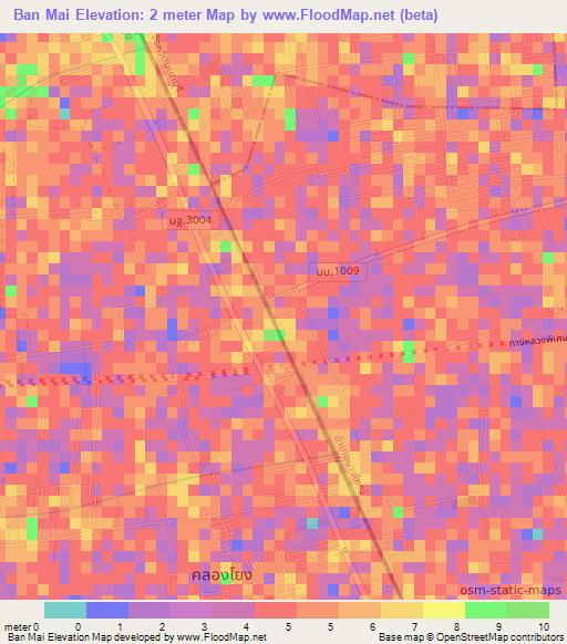 Ban Mai,Thailand Elevation Map