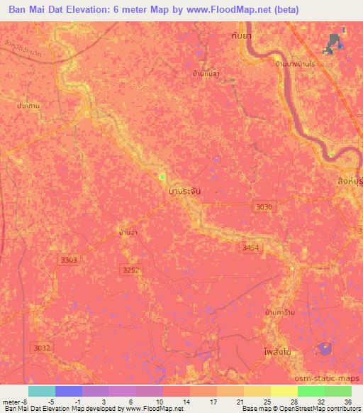 Ban Mai Dat,Thailand Elevation Map