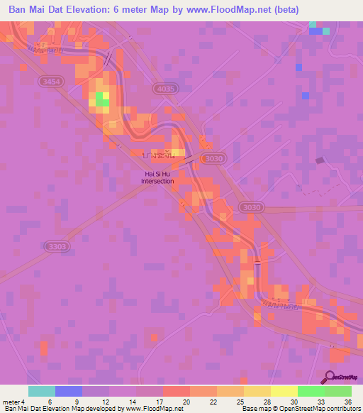 Ban Mai Dat,Thailand Elevation Map
