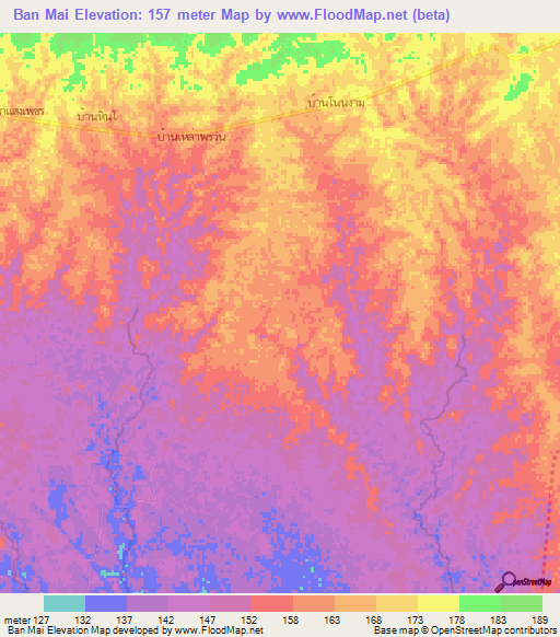 Ban Mai,Thailand Elevation Map