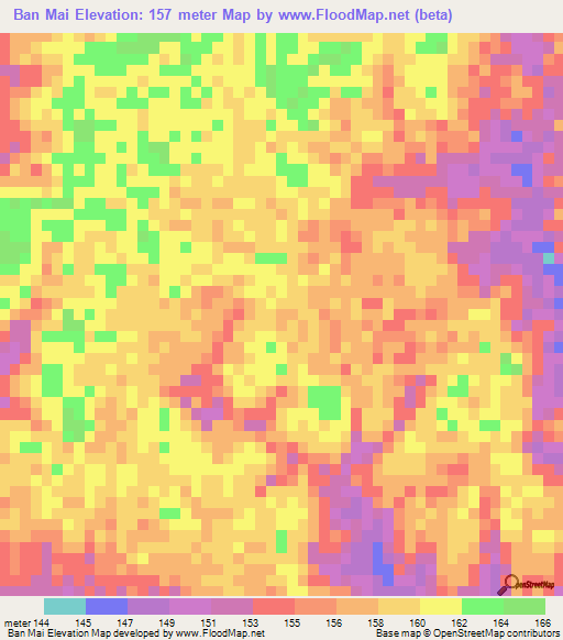 Ban Mai,Thailand Elevation Map