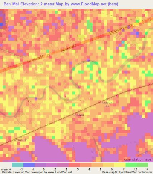 Ban Mai,Thailand Elevation Map