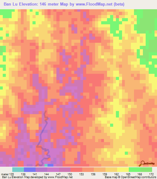 Ban Lu,Thailand Elevation Map
