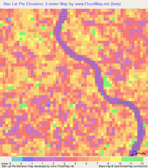 Ban Lat Pla,Thailand Elevation Map
