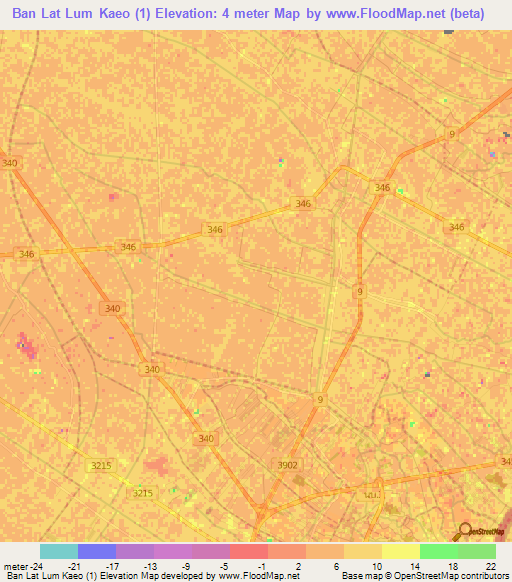 Ban Lat Lum Kaeo (1),Thailand Elevation Map