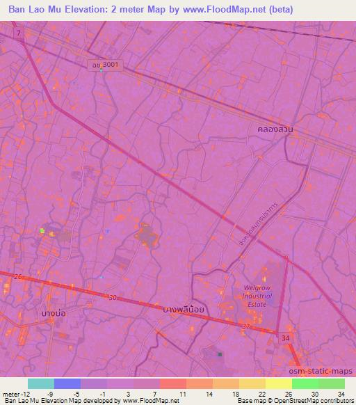 Ban Lao Mu,Thailand Elevation Map