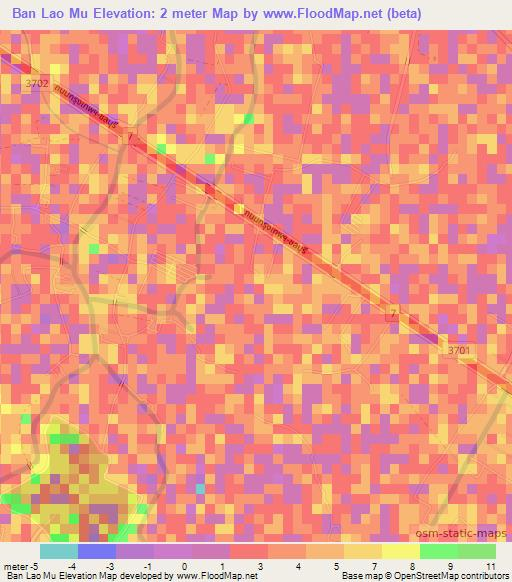 Ban Lao Mu,Thailand Elevation Map