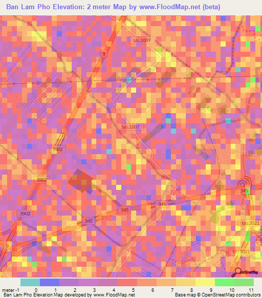 Ban Lam Pho,Thailand Elevation Map