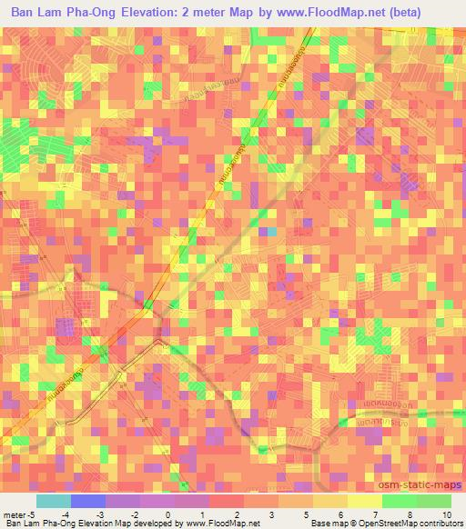 Ban Lam Pha-Ong,Thailand Elevation Map