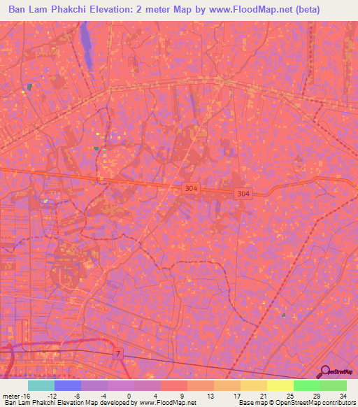 Ban Lam Phakchi,Thailand Elevation Map