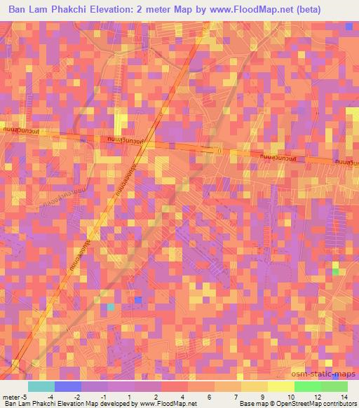 Ban Lam Phakchi,Thailand Elevation Map