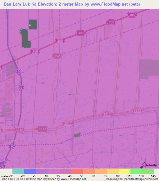 Ban Lam Luk Ka,Thailand Elevation Map