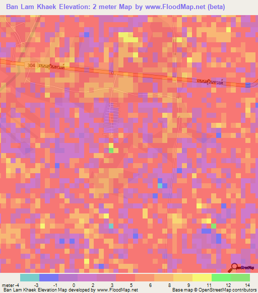 Ban Lam Khaek,Thailand Elevation Map
